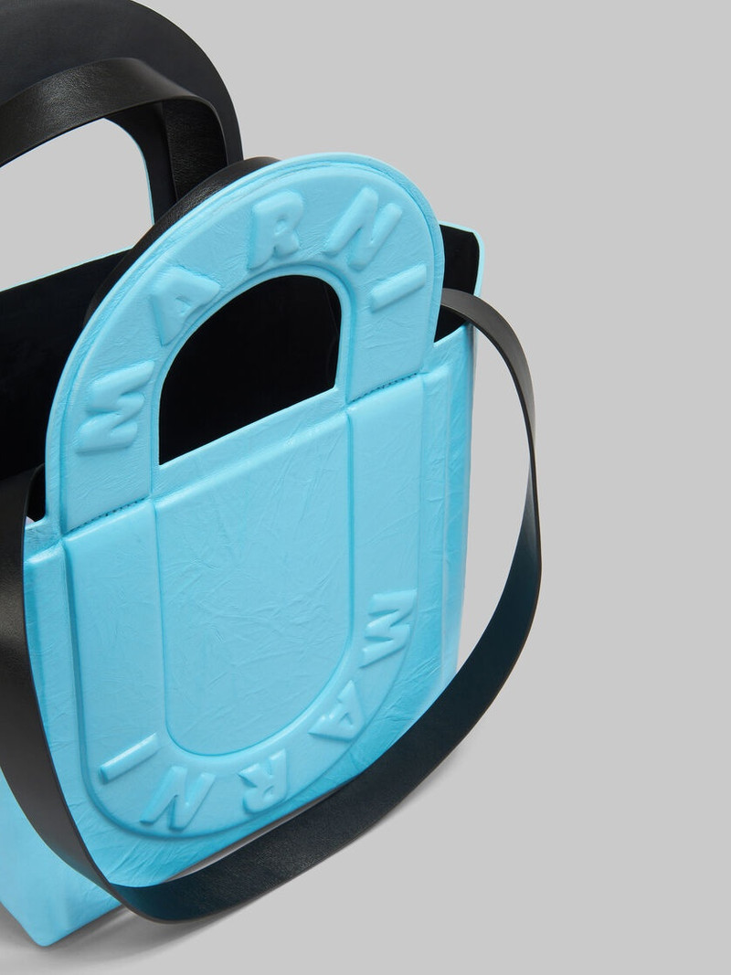TURQUOISE LEATHER SWEEDY SMALL TOTE BAG 3