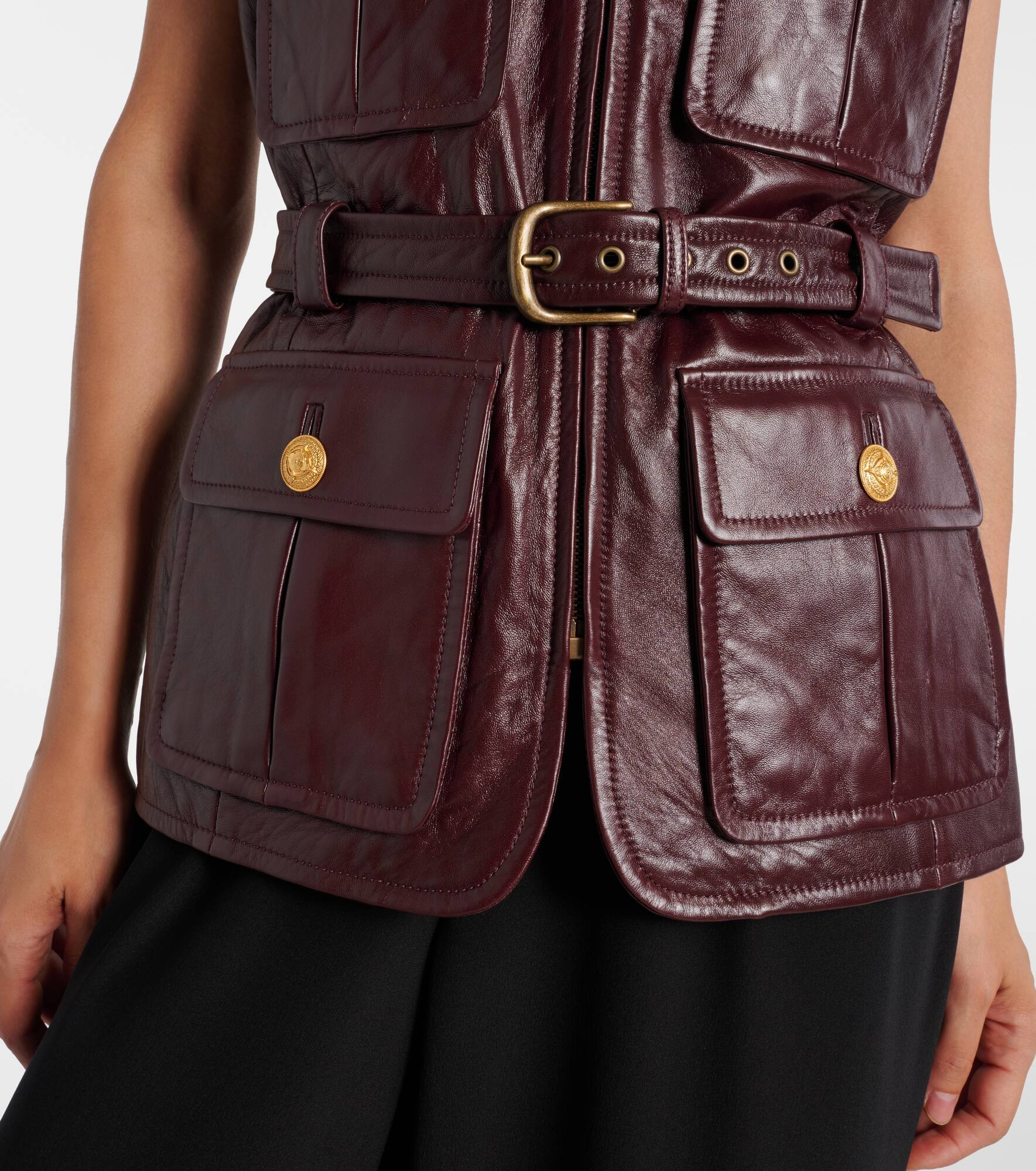 Belted leather vest - 5