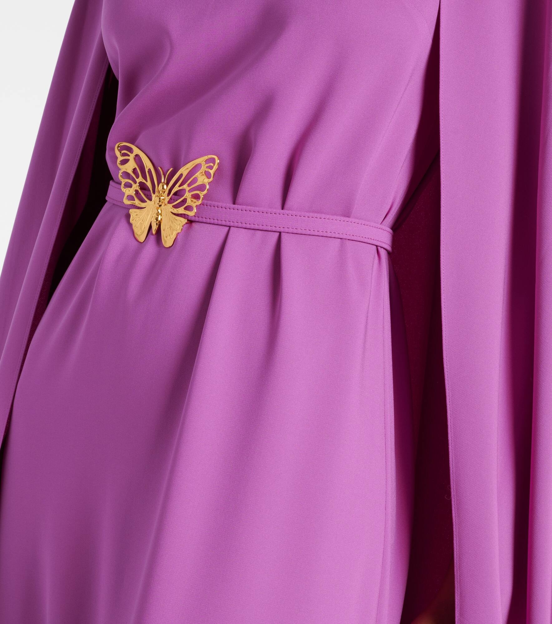 Caped silk-blend gown - 5