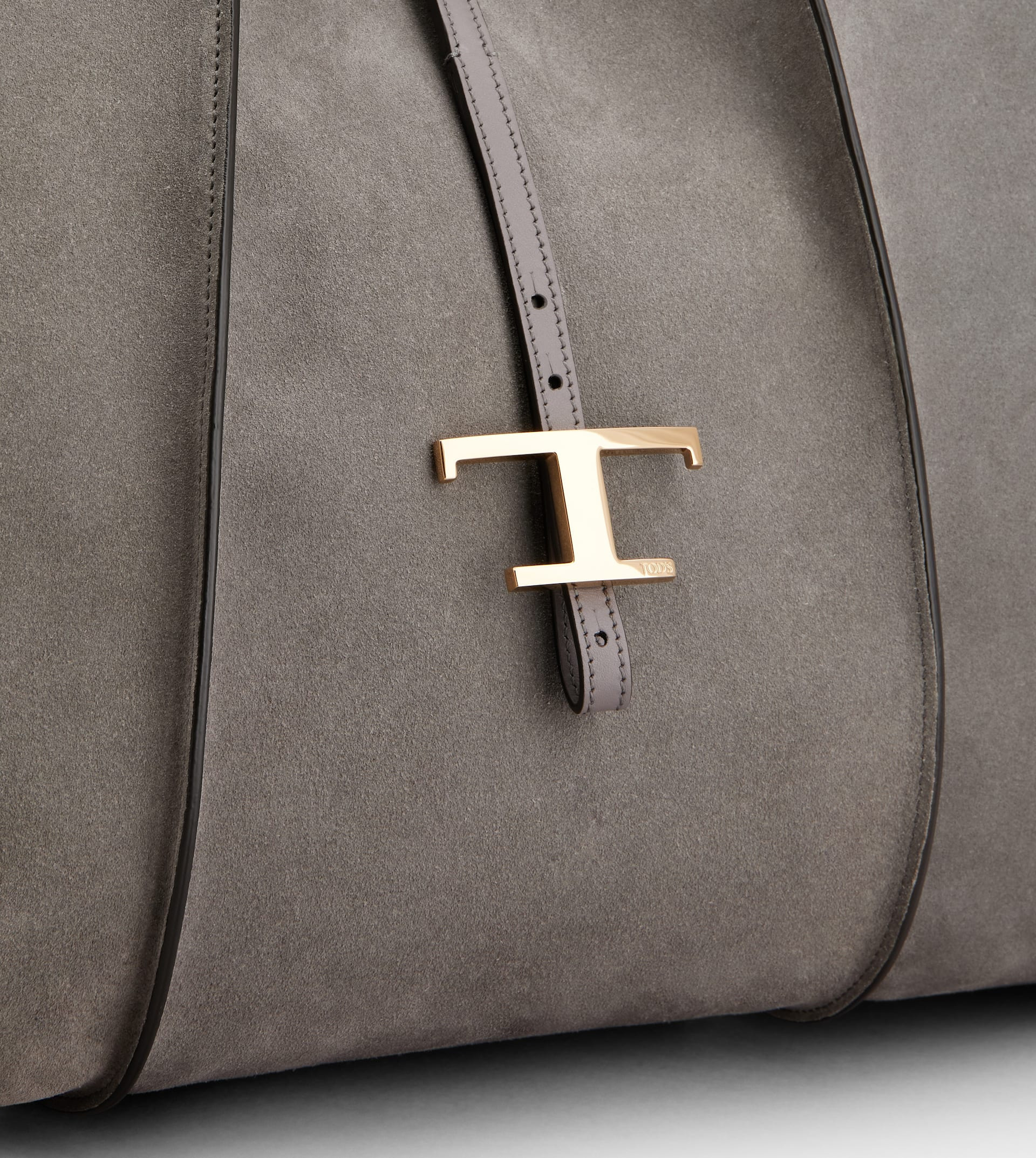 T TIMELESS SHOPPING BAG IN SUEDE LARGE - GREY - 5