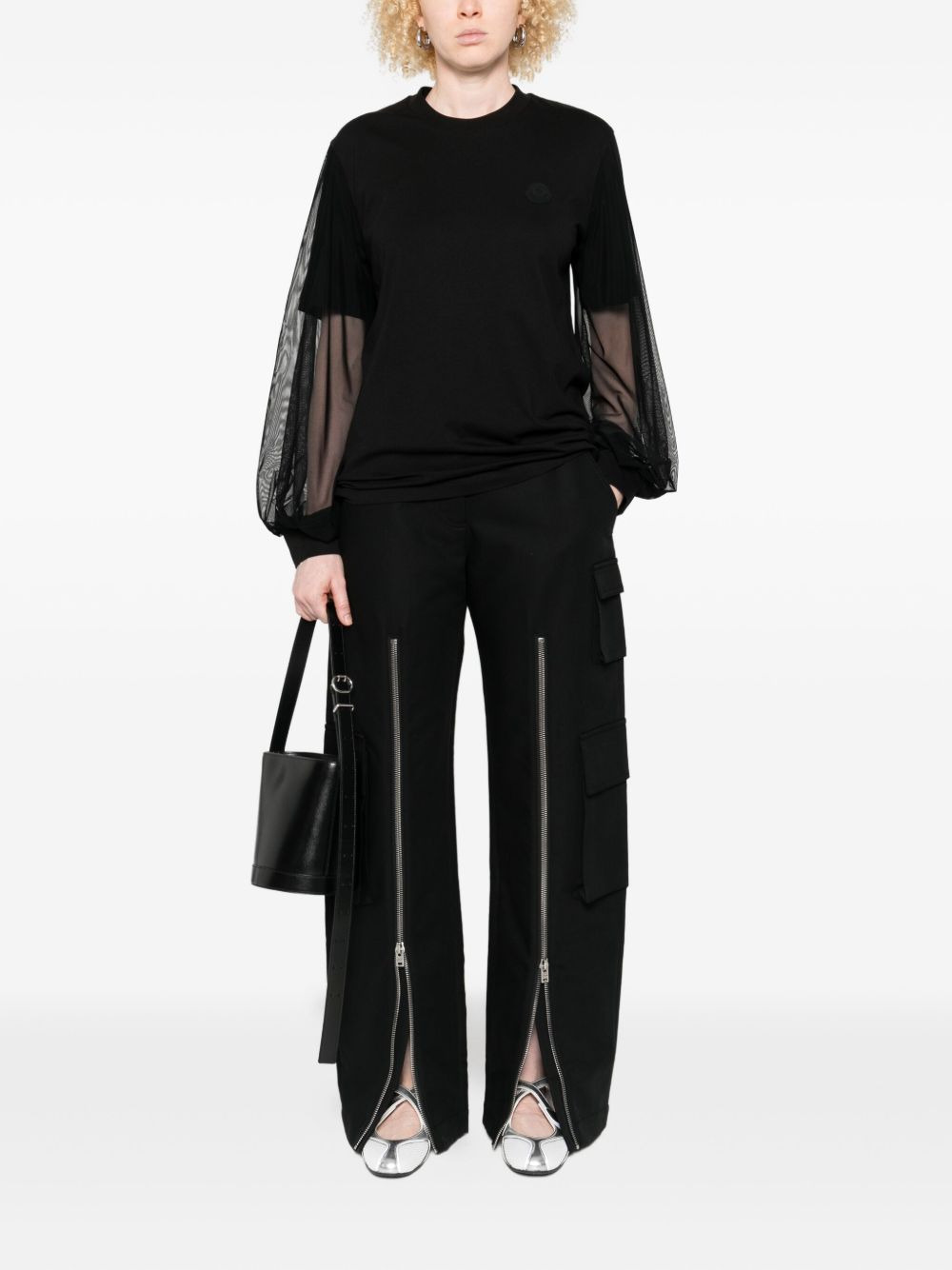mesh-insert long-sleeve sweatshirt - 2