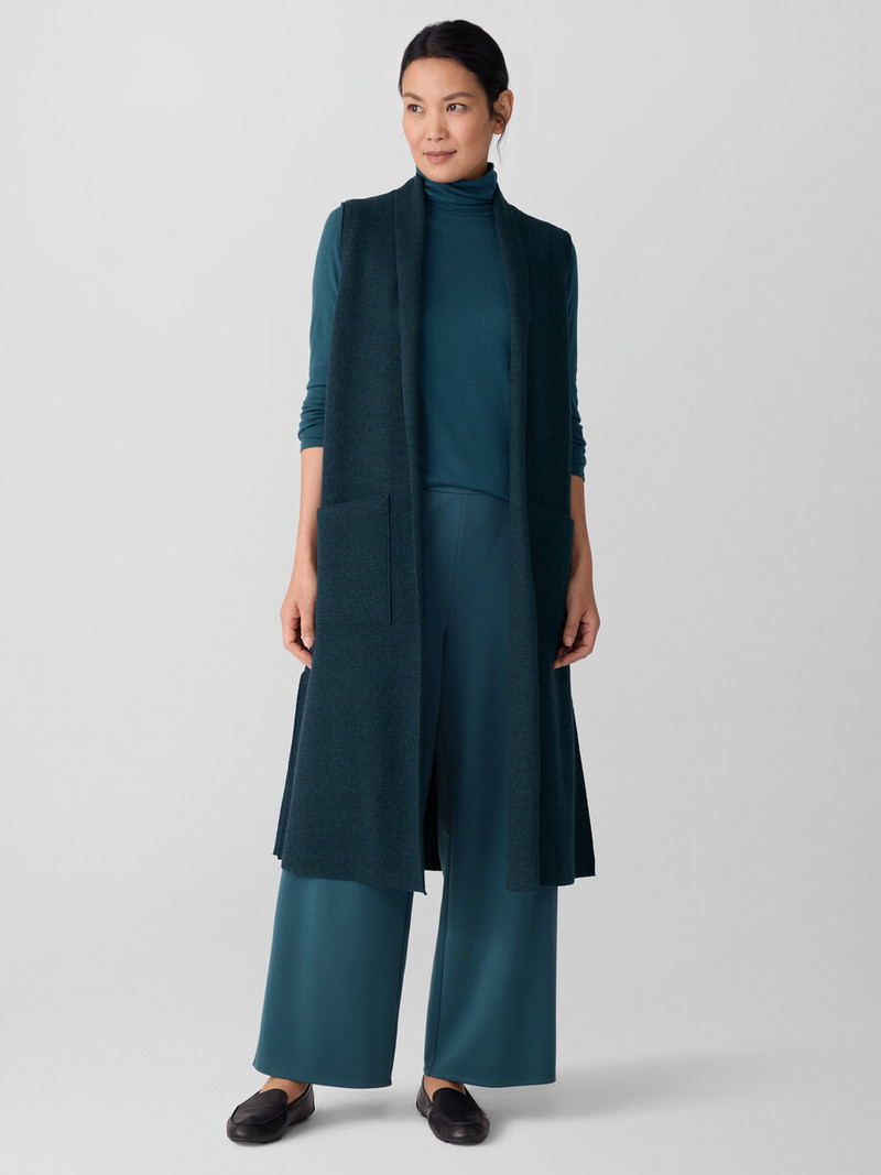 EILEEN FISHER Lightweight Boiled Wool Shawl Collar Vest in Regenerative Wool outlook