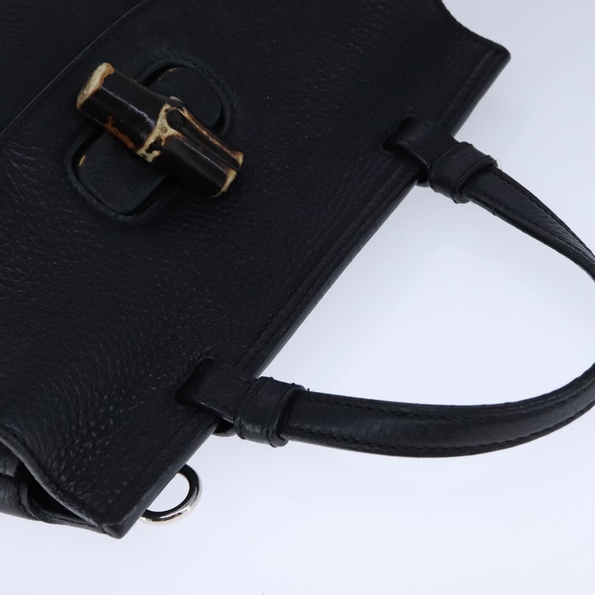 GUCCI Bamboo Daily Hand Bag Leather Black - 6