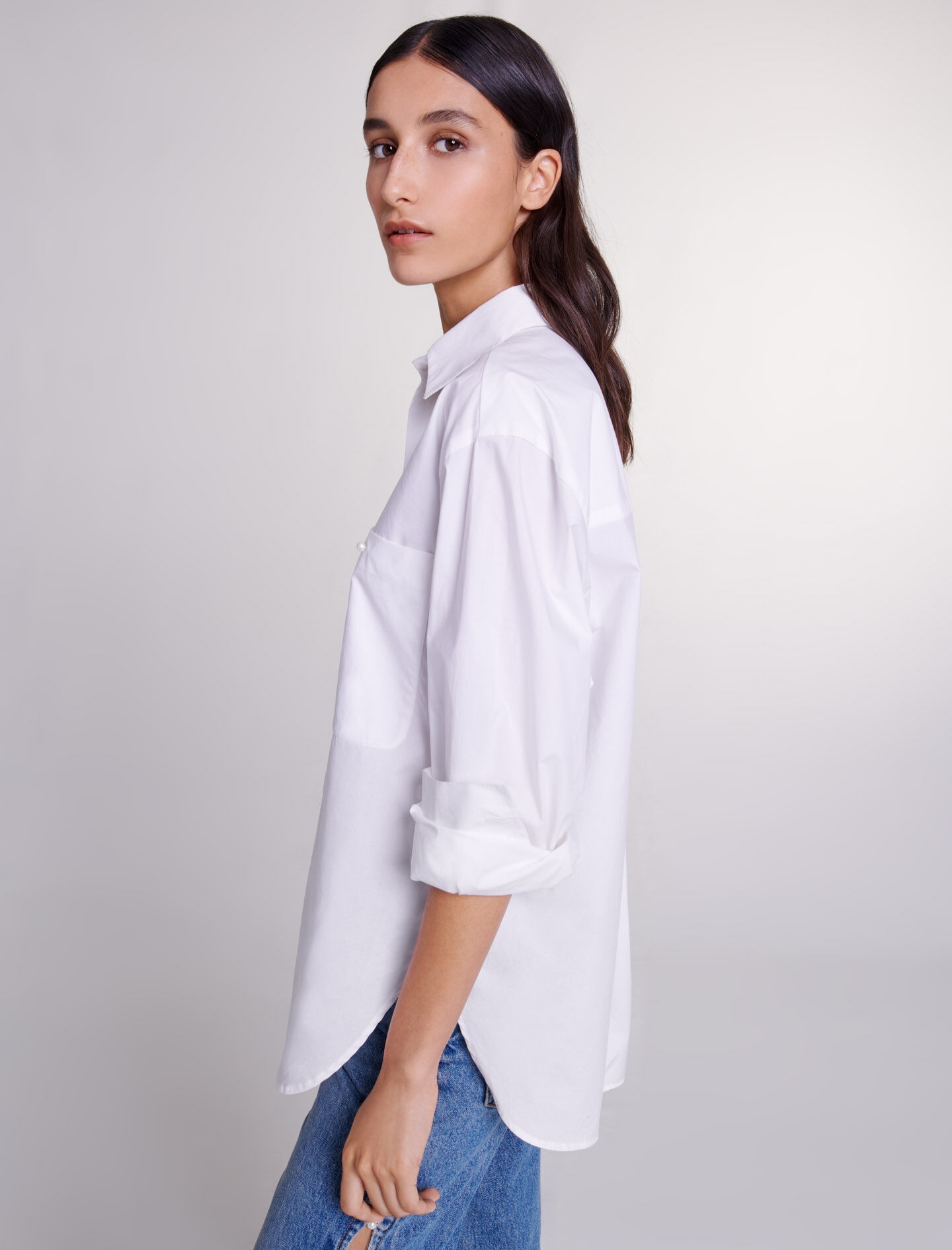 White cotton poplin shirt - 3