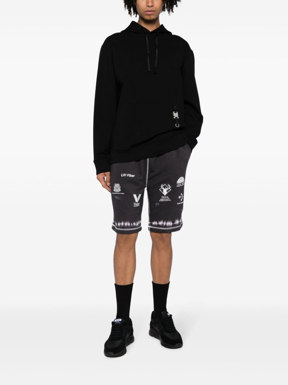 graphic-print elasticated-waistband shorts - 2