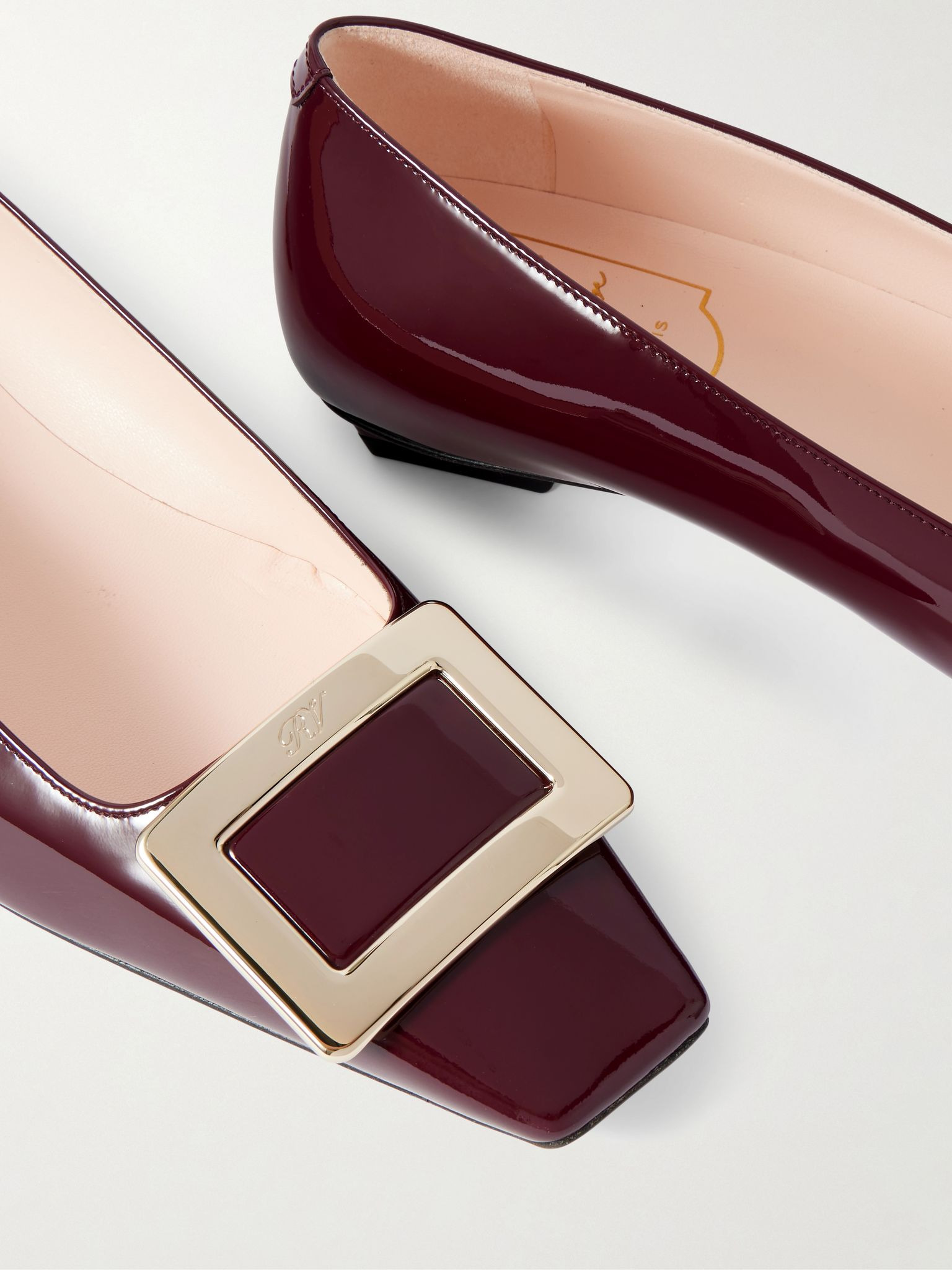 Belle Vivier buckled patent-leather ballet flats Burgundy - 4