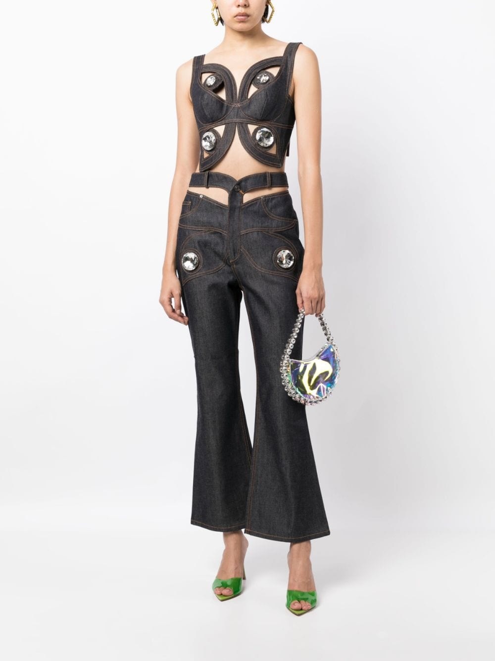 Butterfly cut-out flared jeans - 2