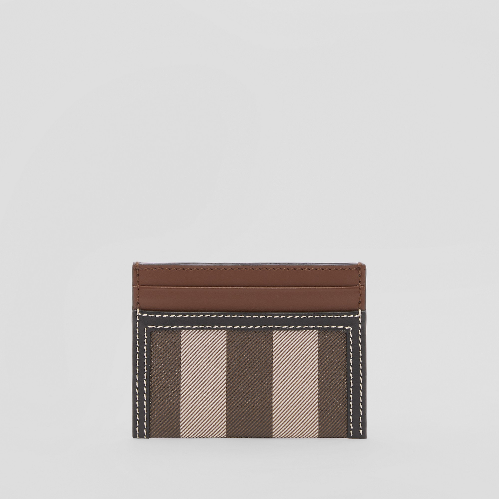 Check and Two-tone Leather Card Case - 5