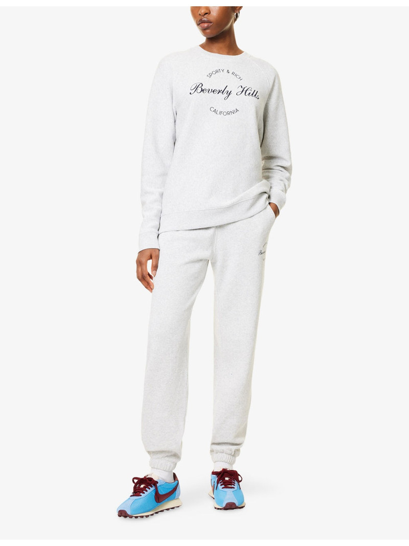 Sporty & Rich Beverly Script Soft Round-Neck Cotton-Blend Sweatshirt outlook