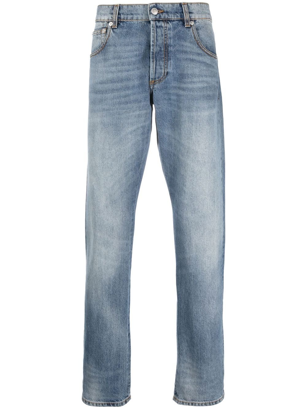 stonewashed straight-leg jeans - 1