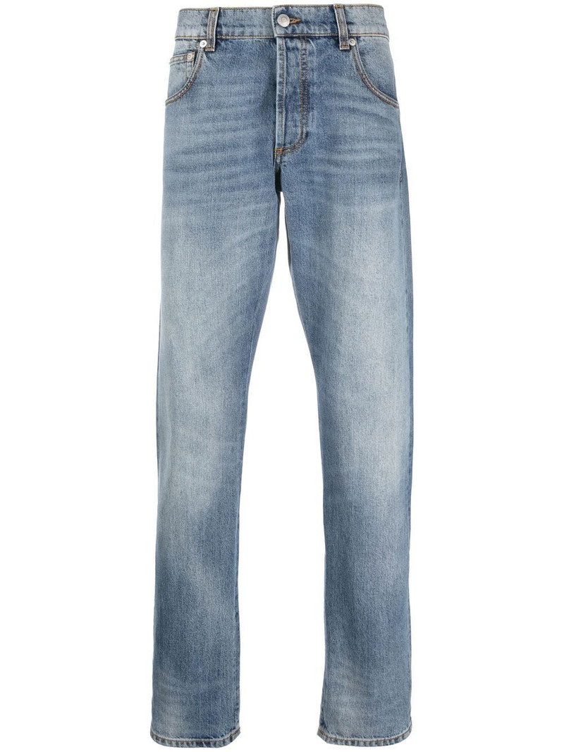 stonewashed straight-leg jeans 1