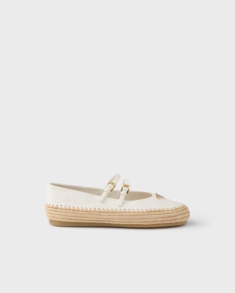 Prada Nappa leather and raffia ballerinas outlook