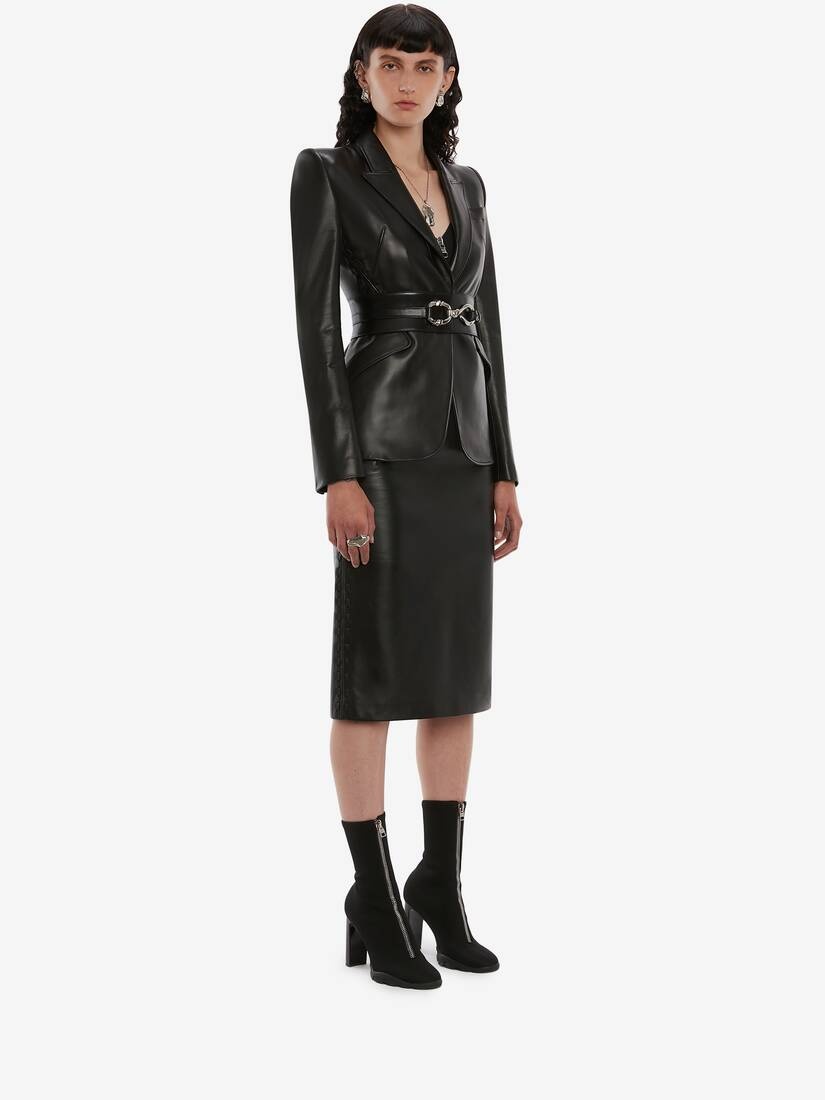 Couture Stitch Leather Jacket in Black - 3