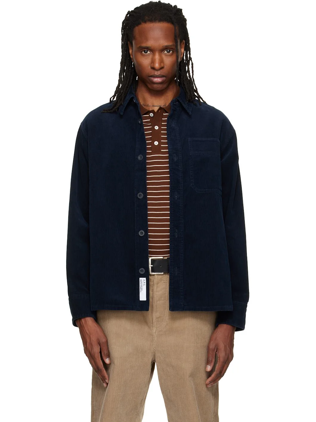 Navy Basile Logo Overshirt - 1