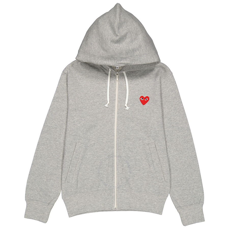 Comme Des Garcons Ladies Embroidered Hearts-appliqued Cotton-jersey Hoodie - 1