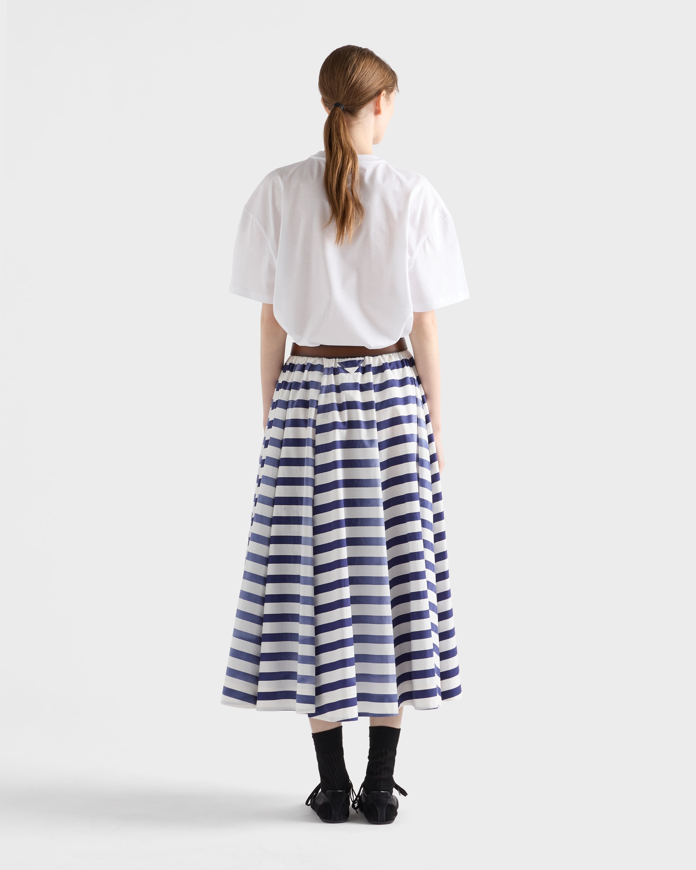 Striped old poplin full skirt - 5