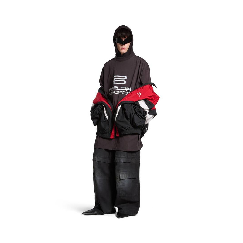 BALENCIAGA 3b Sports Icon Off Shoulder Tracksuit Jacket in Black outlook