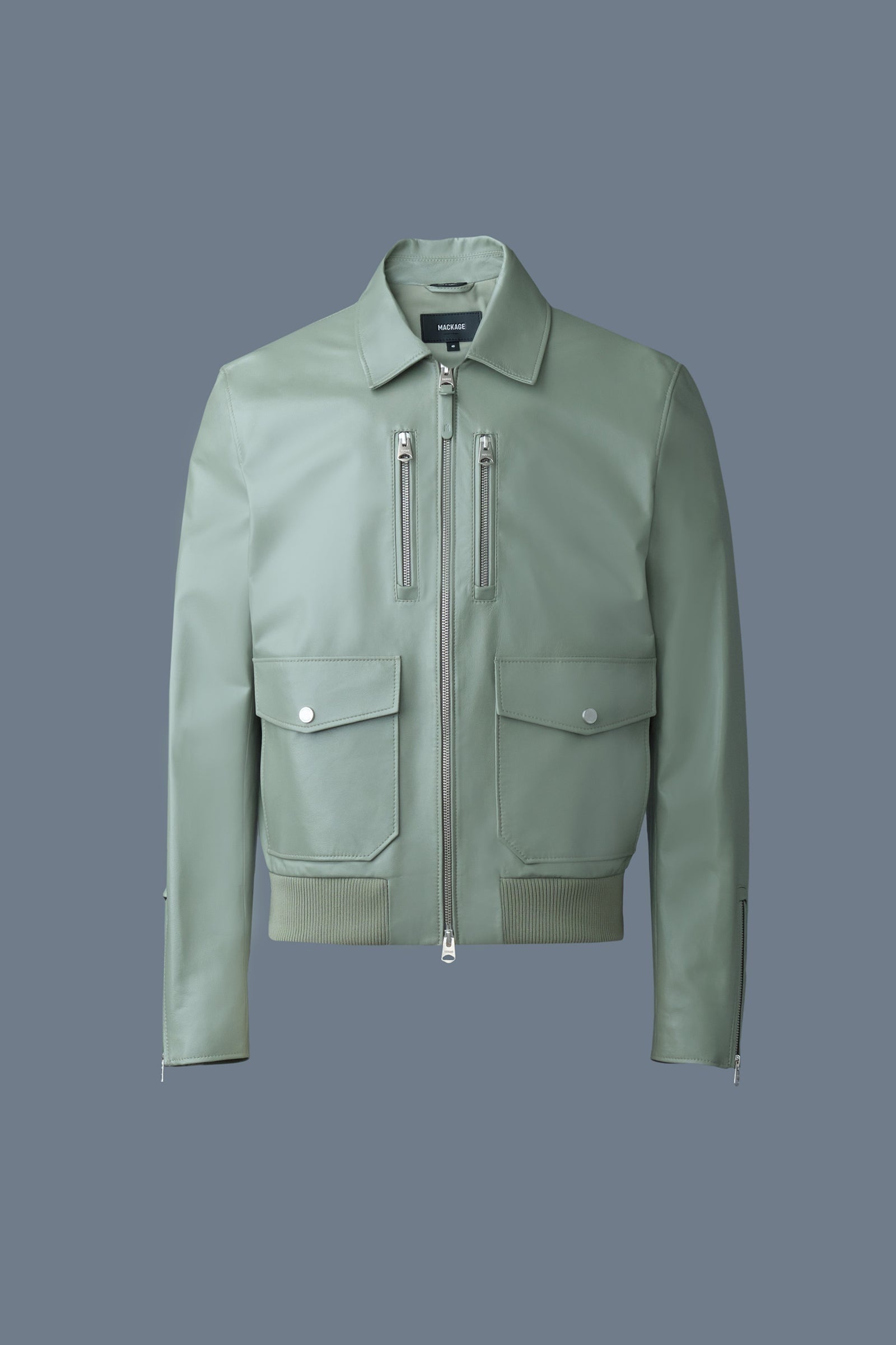 CHANCE Spread Collar Leather Jacket - 1
