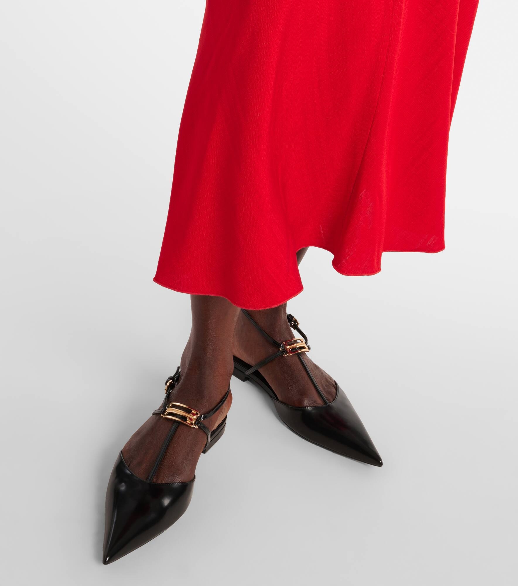 B Buckle leather slingback flats - 7