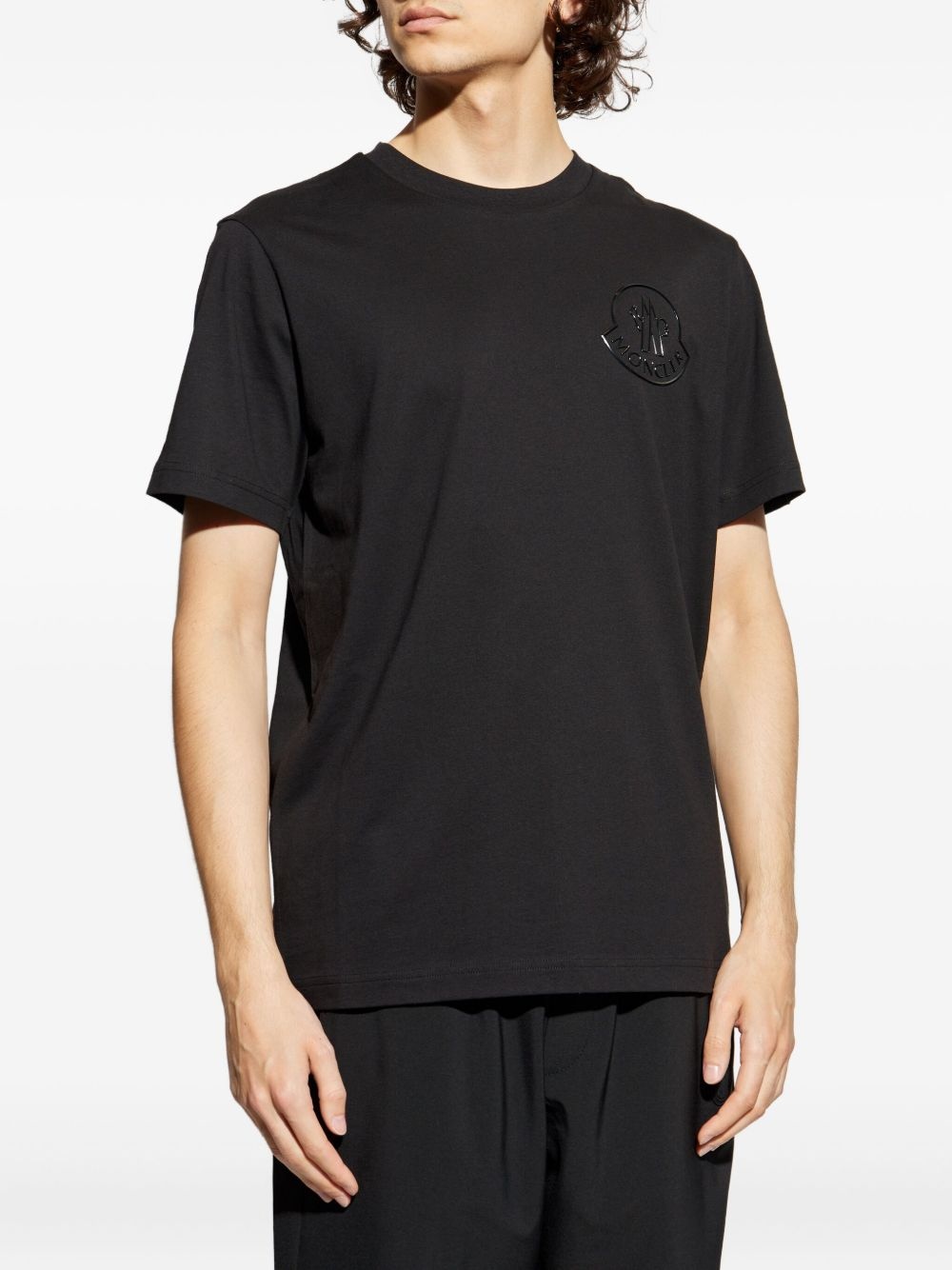 logo-embossed cotton T-shirt - 3
