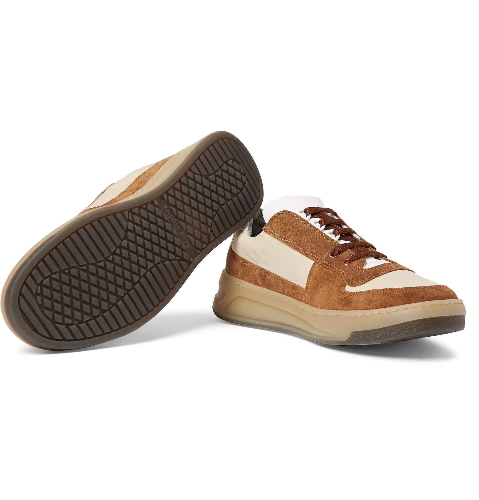 Leather-Trimmed Suede and Shell Sneakers - 11