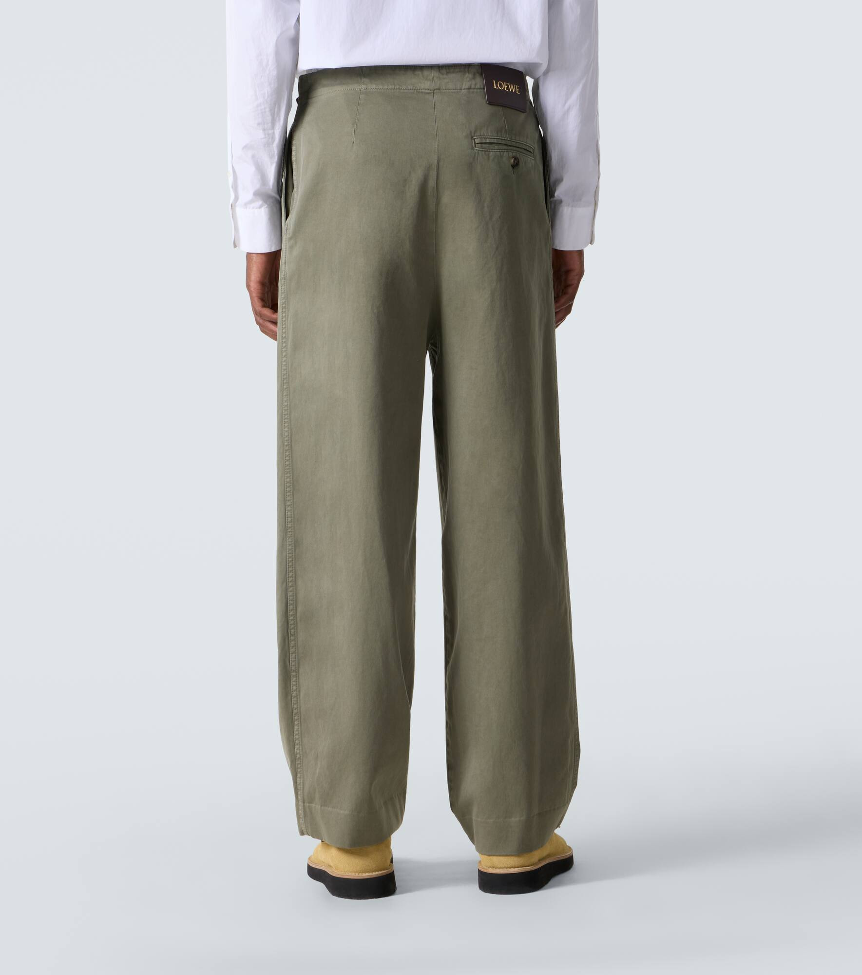 Belted cotton straight pants - 4