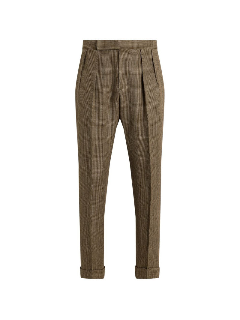 Glen-plaid pleated trousers 1