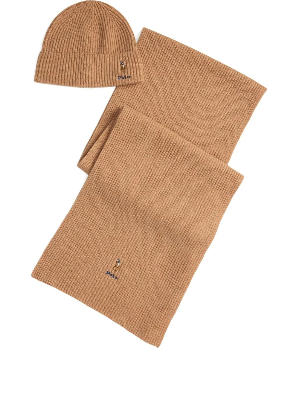 ribbed beanie and scarf set - 1