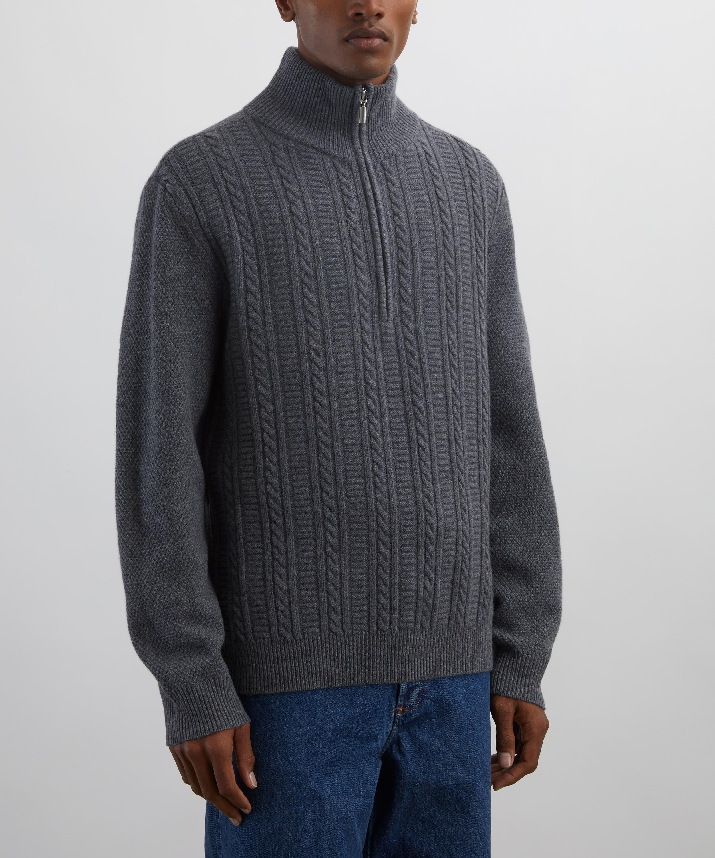 Grey Wool Cable-Knit Jumper - 3