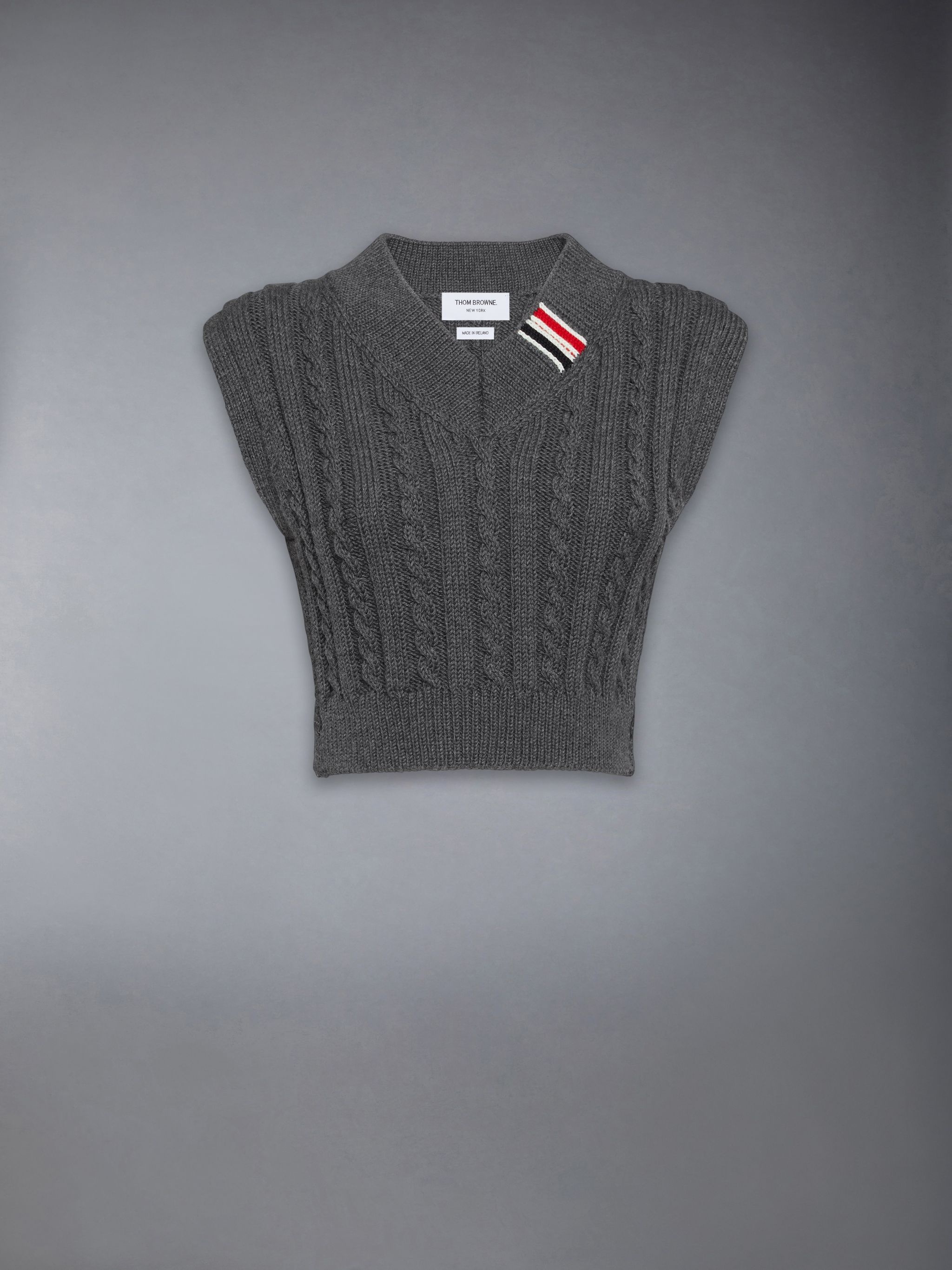 Baby Cable Cropped V Neck Pullover - 6