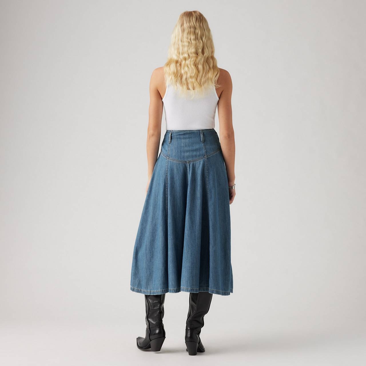 BUTTON FRONT CIRCLE SKIRT - 5
