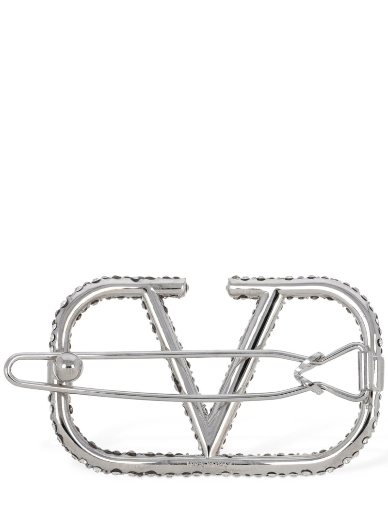 Crystal V logo hair clip - 2