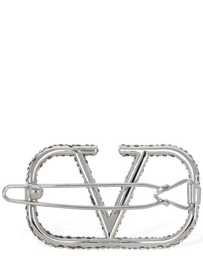Valentino Crystal V logo hair clip outlook