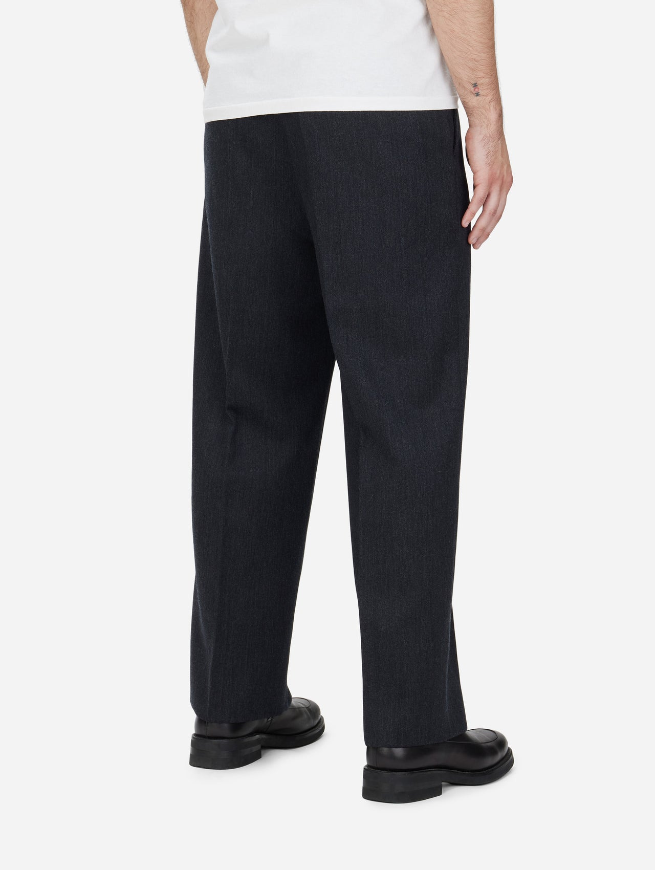 Pleated Trouser - Charcoal Wool - 5