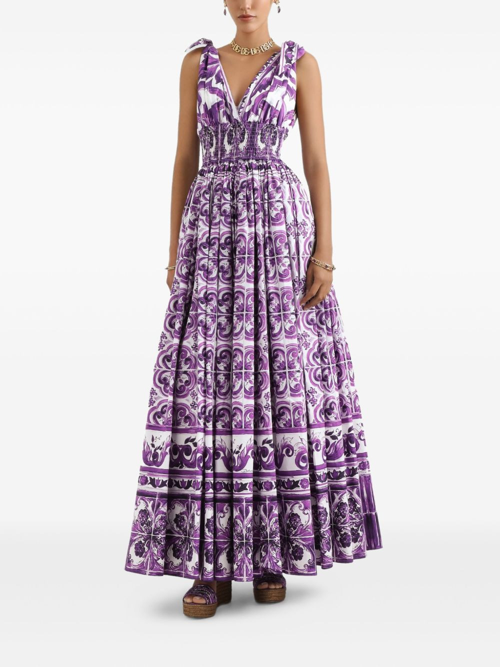 Maiolica-print midi dress - 2