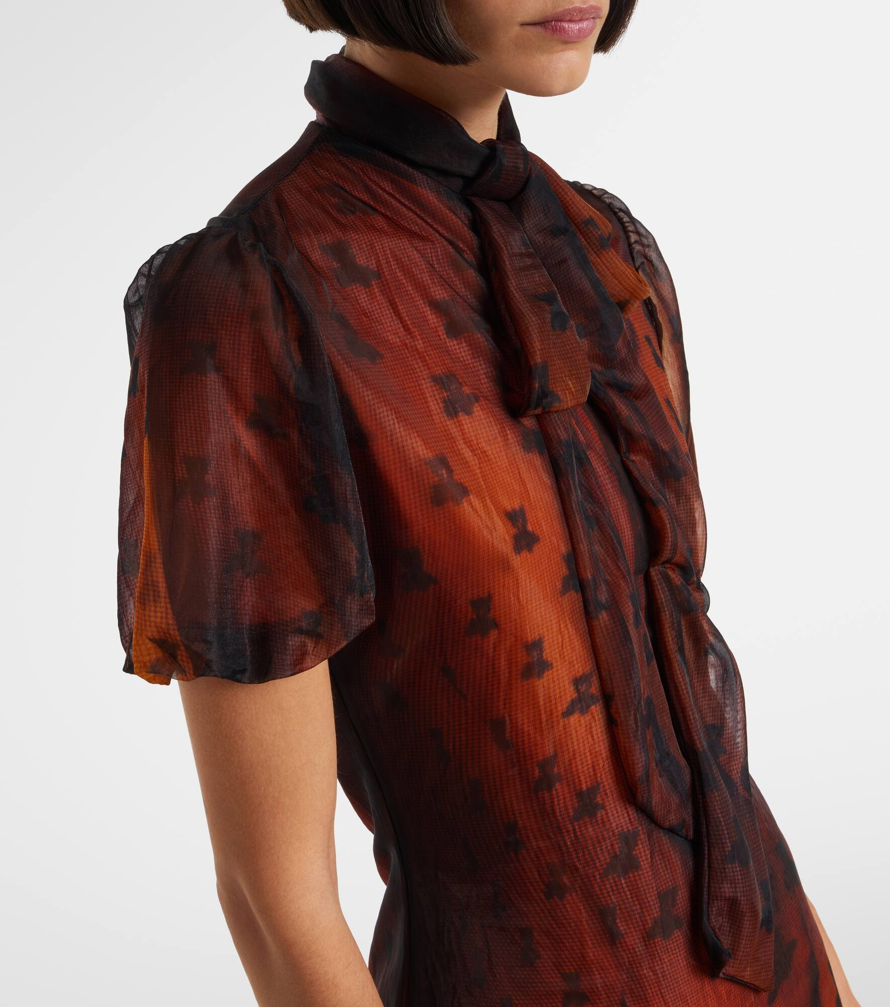 Bow-detail printed sheer midi dress - 5