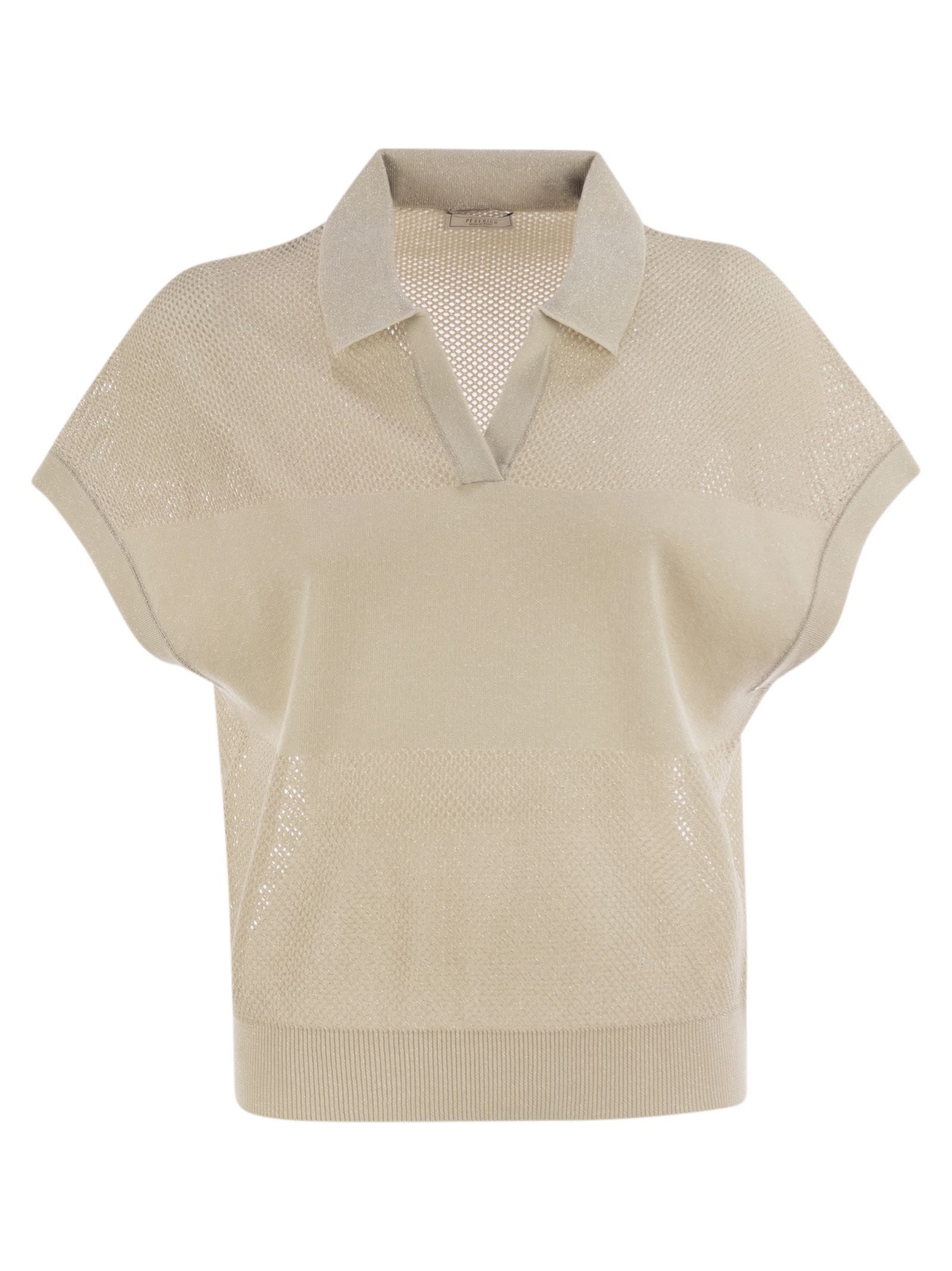 Peserico - Peserico Women Tricot Polo Shirt In Pure Cotton Crepe Yarn - 1