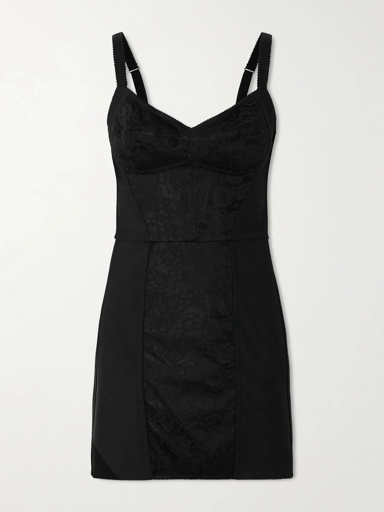 Lace-paneled Jersey Mini Dress - 1