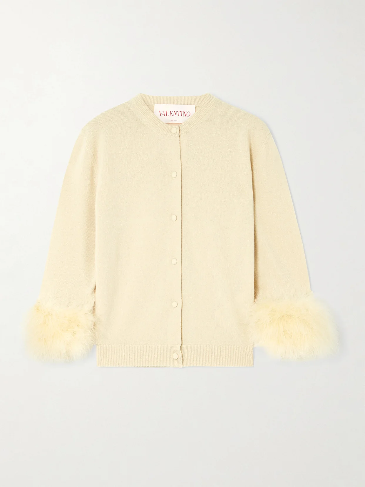 Feather-trimmed Wool Cardigan - 1