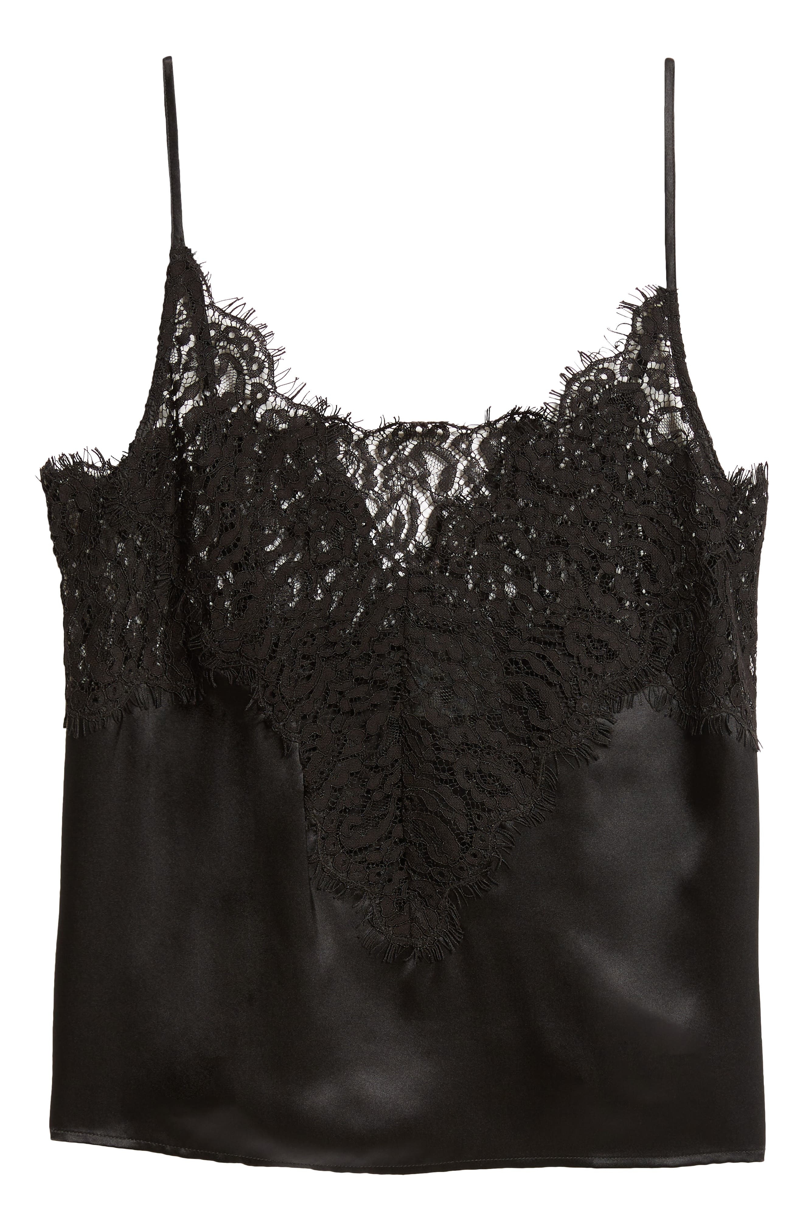 L'AGENCE Priya Lace Silk Camisole in Black at Nordstrom - 6