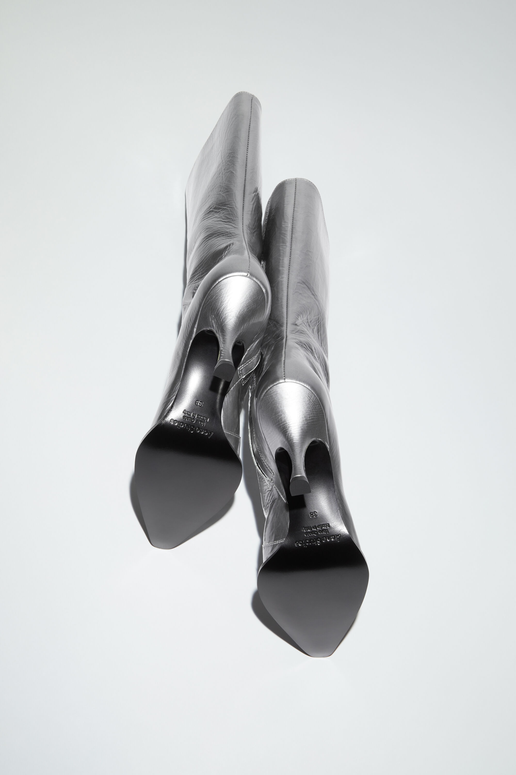 Leather heel boots - Silver - 3