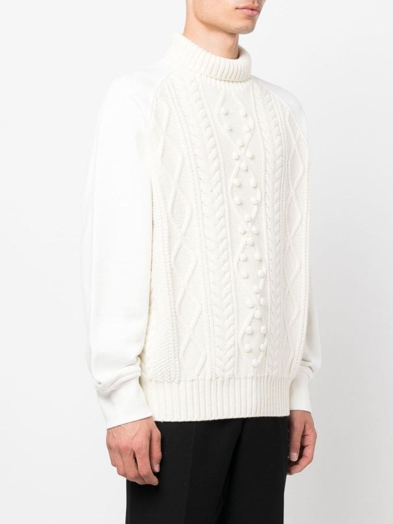 embroidered-logo sleeve knit jumper - 3