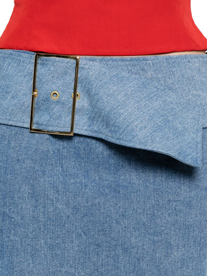 belted denim midi skirt 5