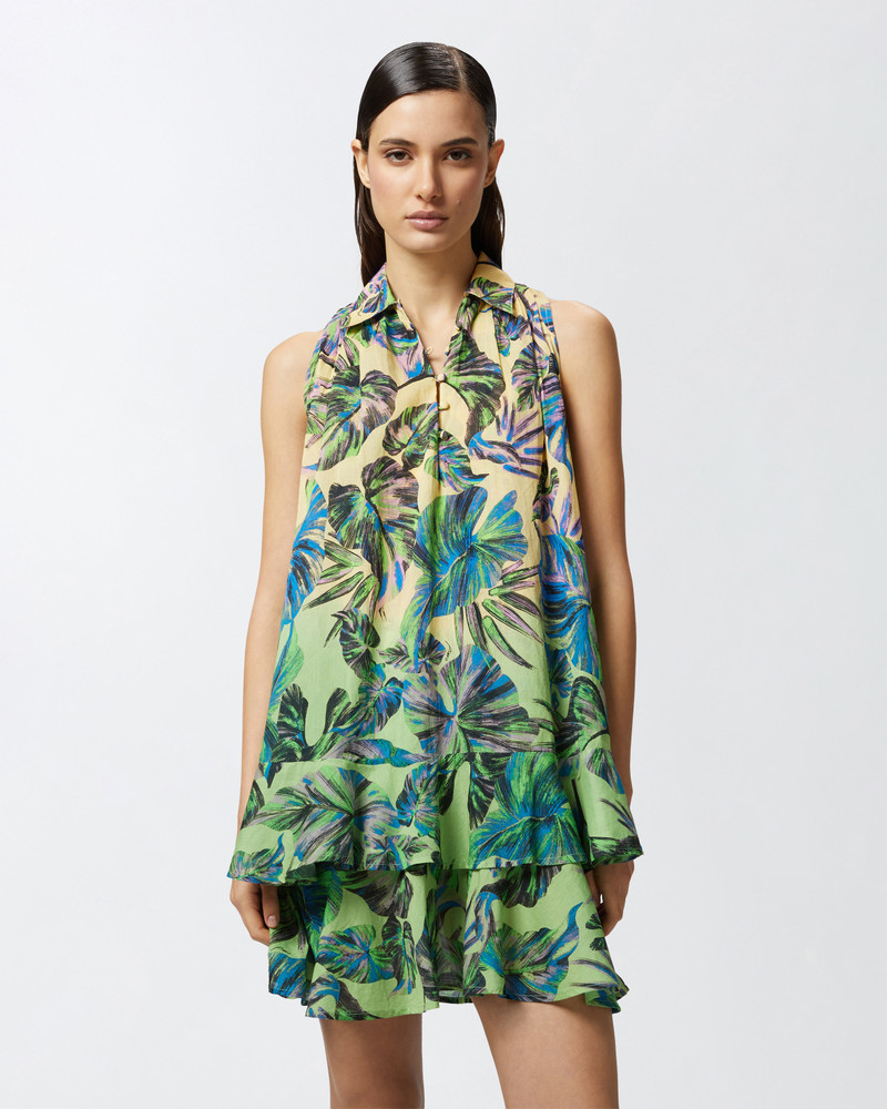 PINKO SLEEVELESS GRADIENT POLO DRESS WITH LEAF MOTIF outlook