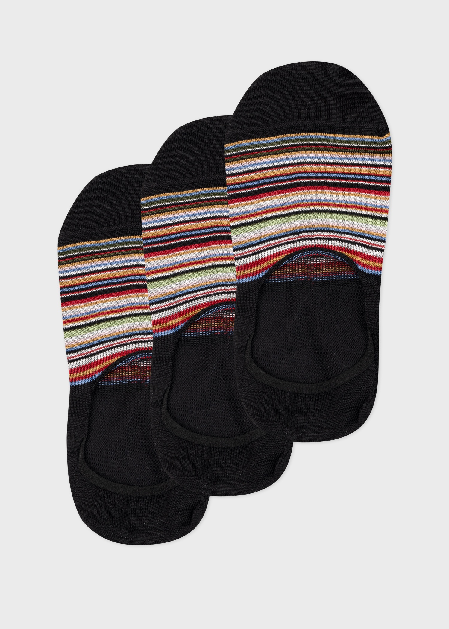 Women's Black 'Signature Stripe' Loafer Socks Three Pack - 1