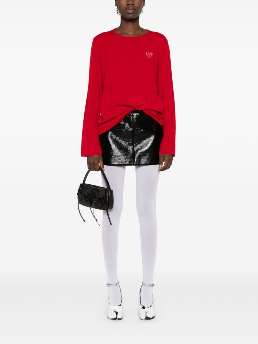 heart-patch wool jumper - 3