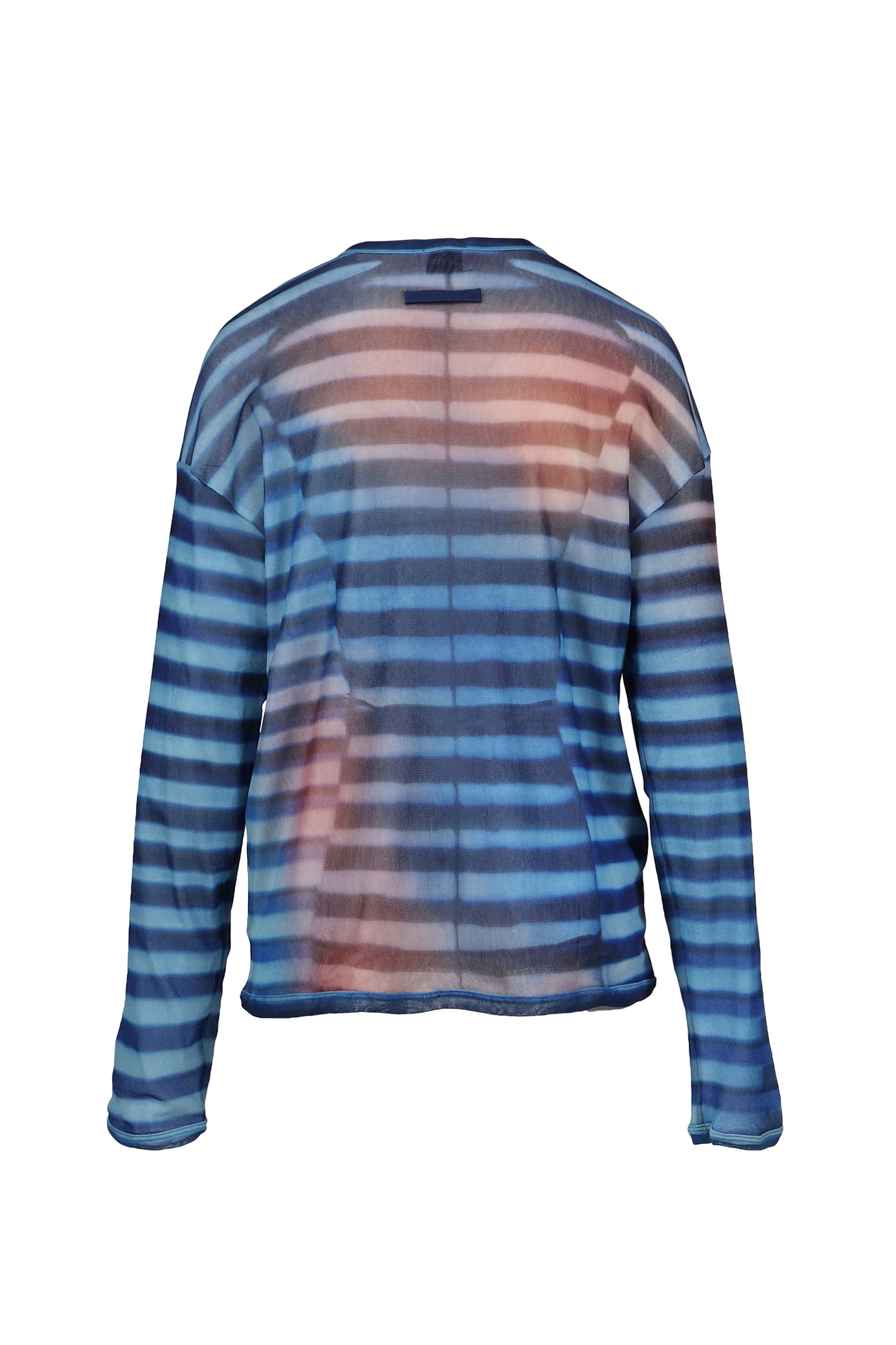 MESH OVERSIZED CREW NECK TOP PRINTED "AIR" / LT.BLU/BLU/PEACH - 6