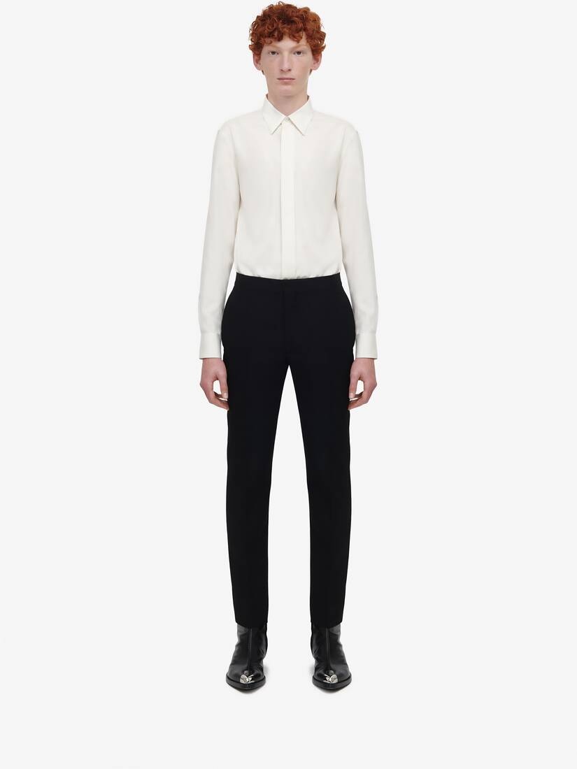 Men's Concealed Placket Shirt in Ivory - 2