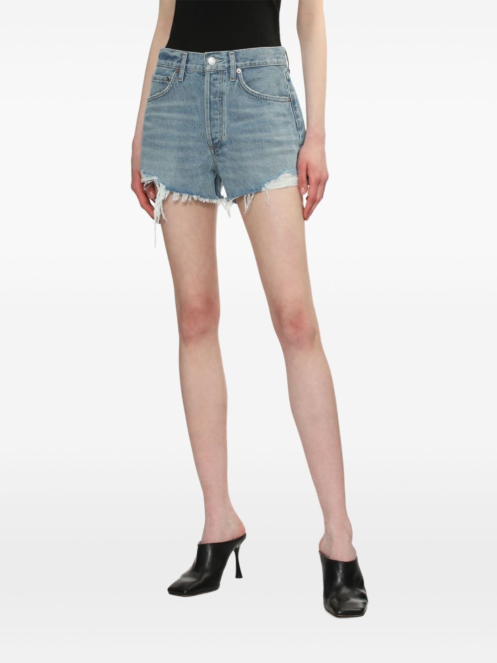ripped denim shorts - 3