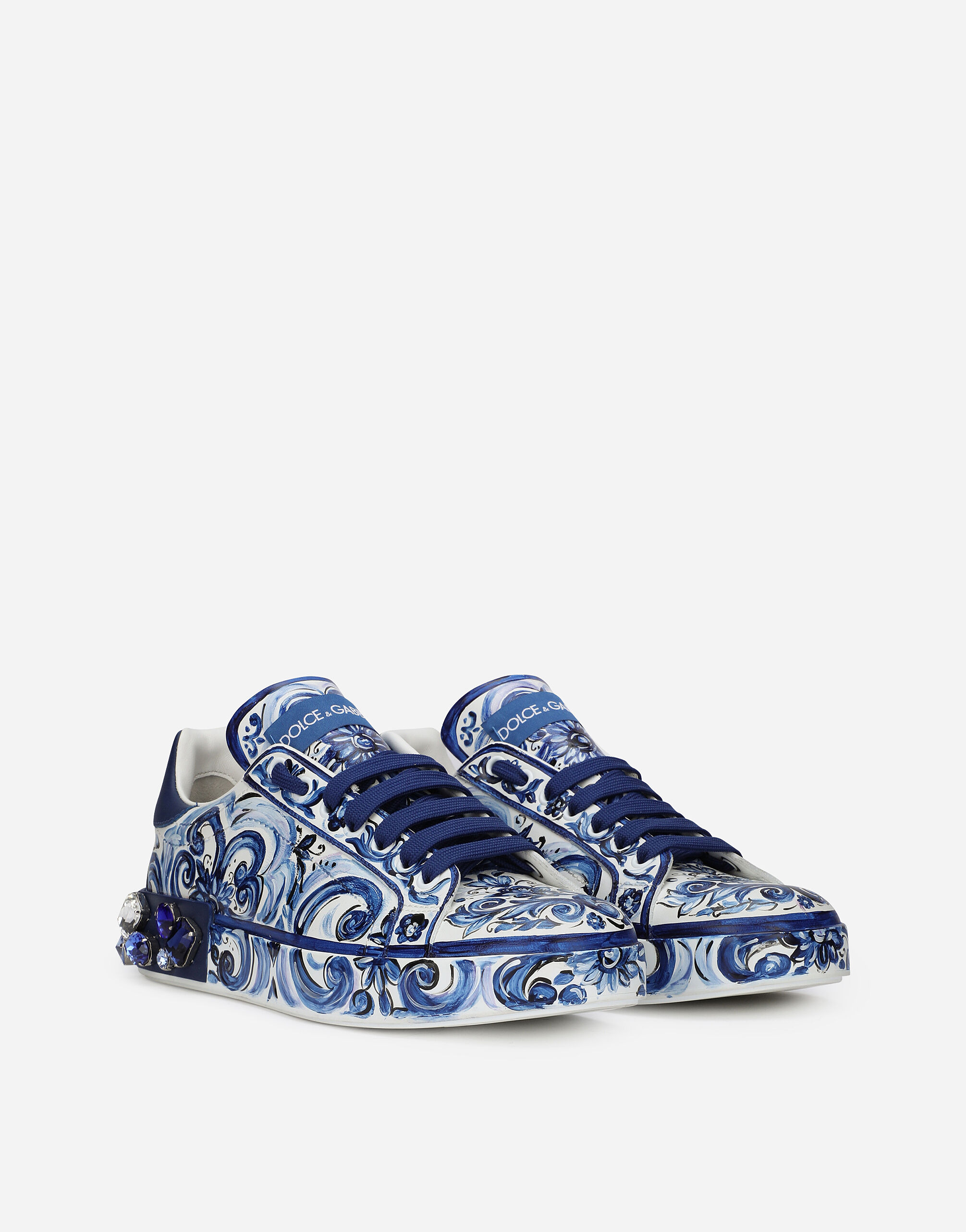 Majolica-print calfskin Portofino sneakers - 2